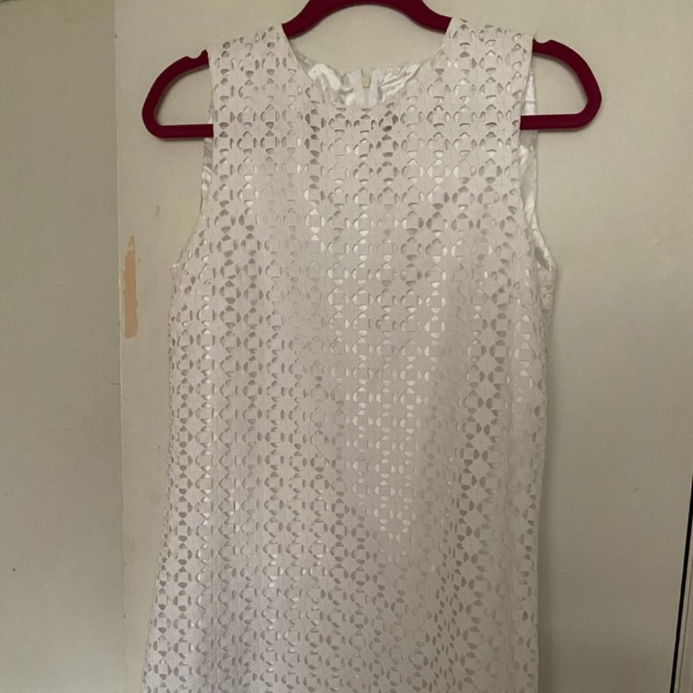 C J Laing White Lace Shift Dress Lined Size S